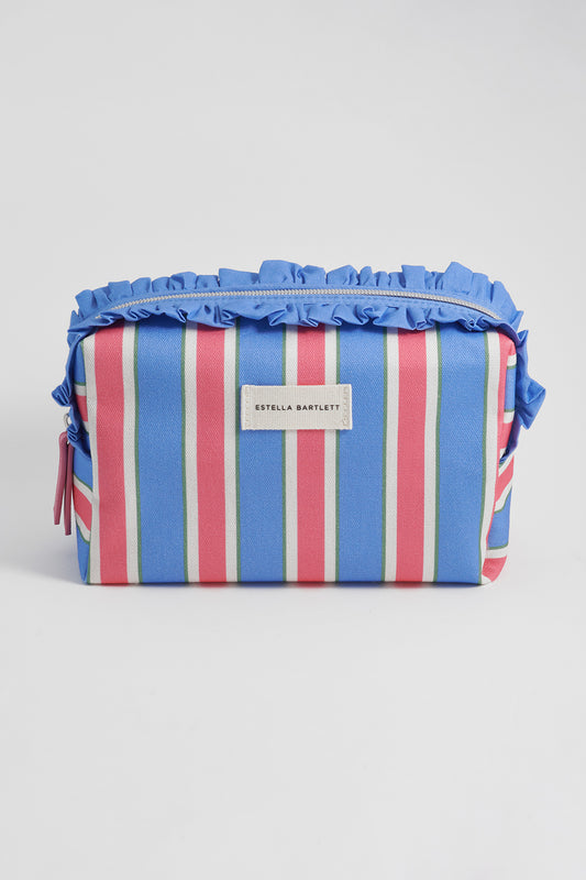 Blue Stripe Ruffle Wash Bag