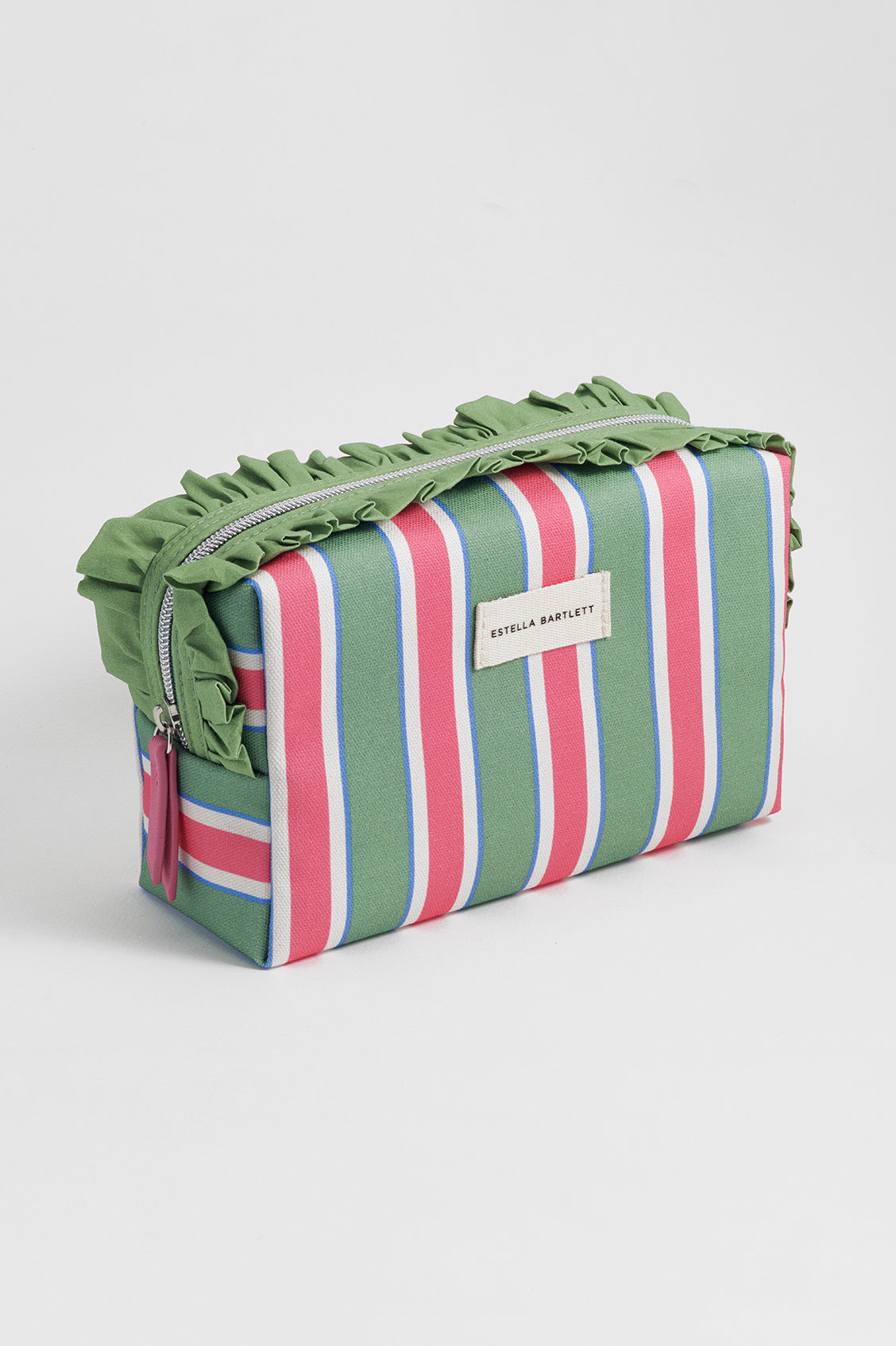Green Stripe Ruffle Wash Bag
