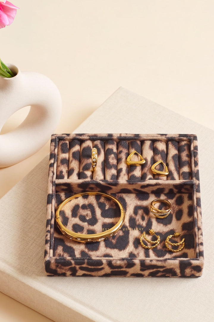 Leopard Print Two-Section Jewellery Tray