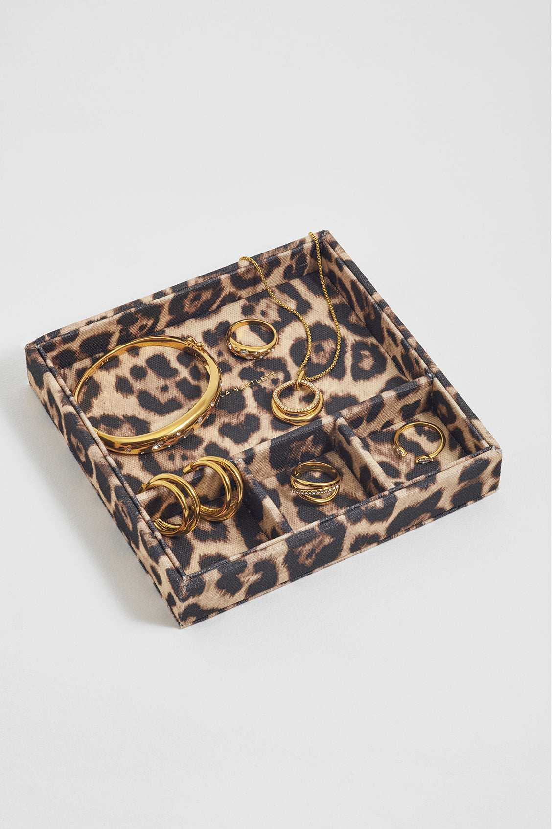Leopard Print Four-Section Jewellery Tray