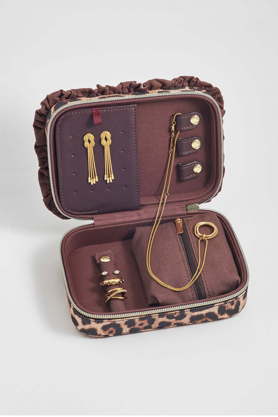 Leopard Print Ruffle Large Jewellery Box