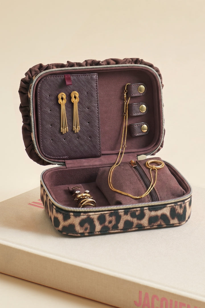 Leopard Print Ruffle Large Jewellery Box