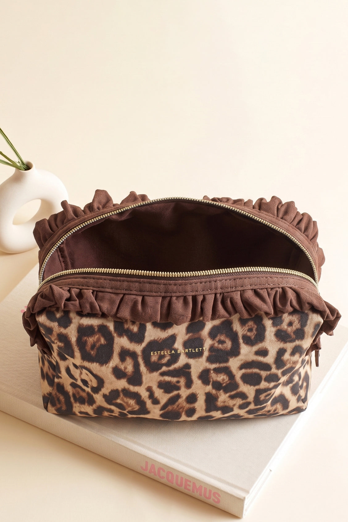 Leopard Print Ruffle Wash Bag