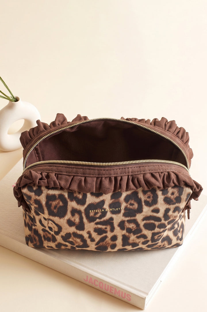 Leopard Print Ruffle Wash Bag