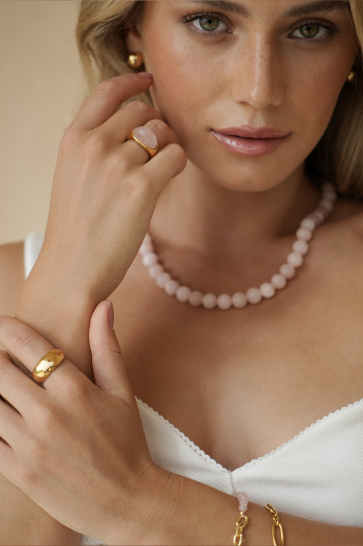 Pink Cabochon Gemstone Ring