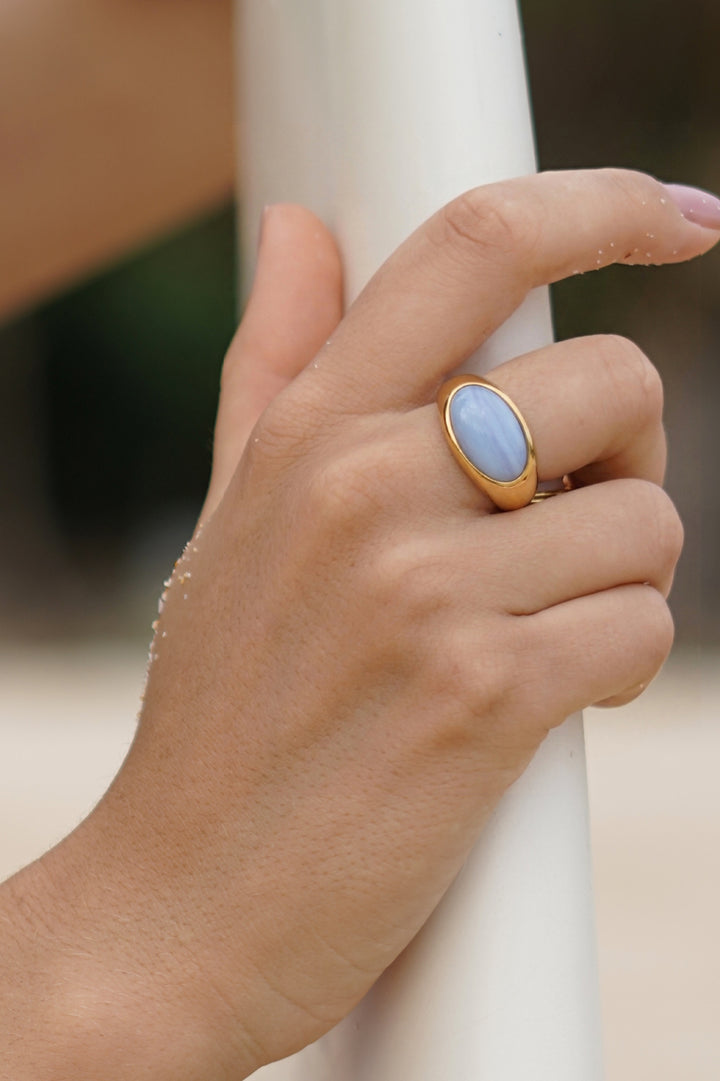 Blue Cabochon Gemstone Ring