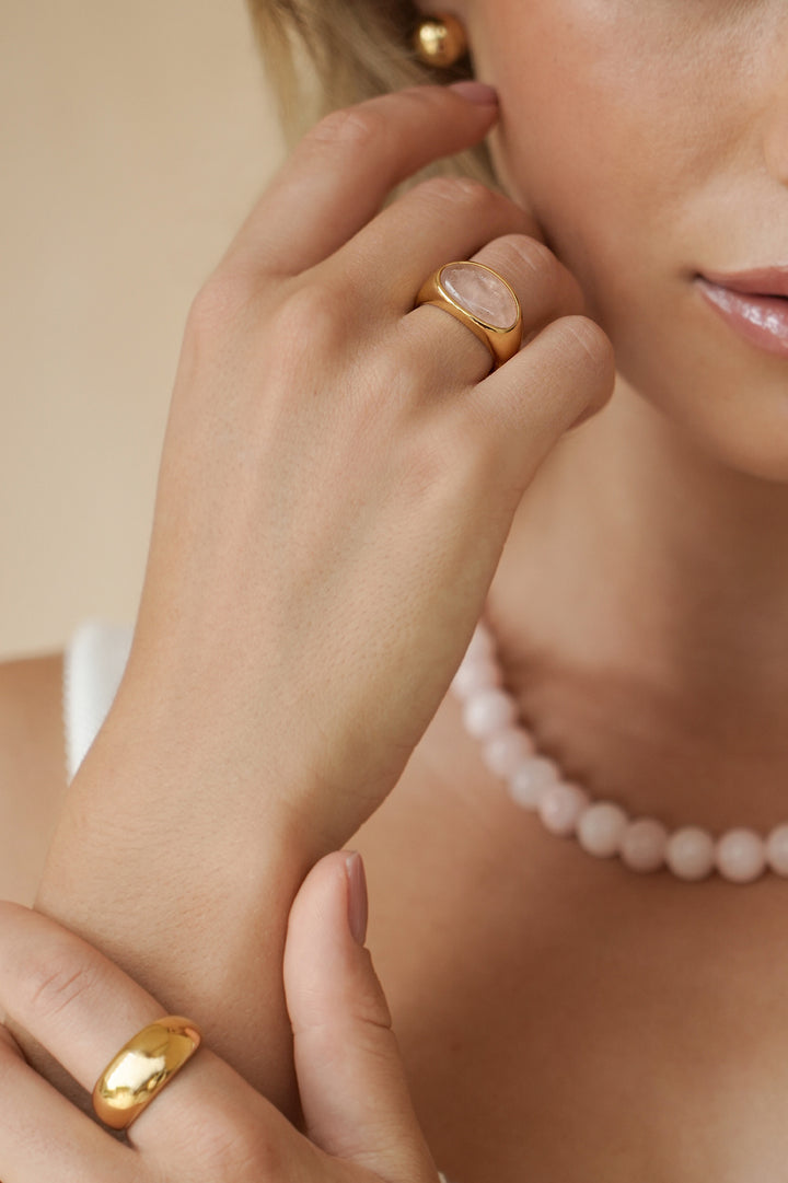 Pink Cabochon Gemstone Ring