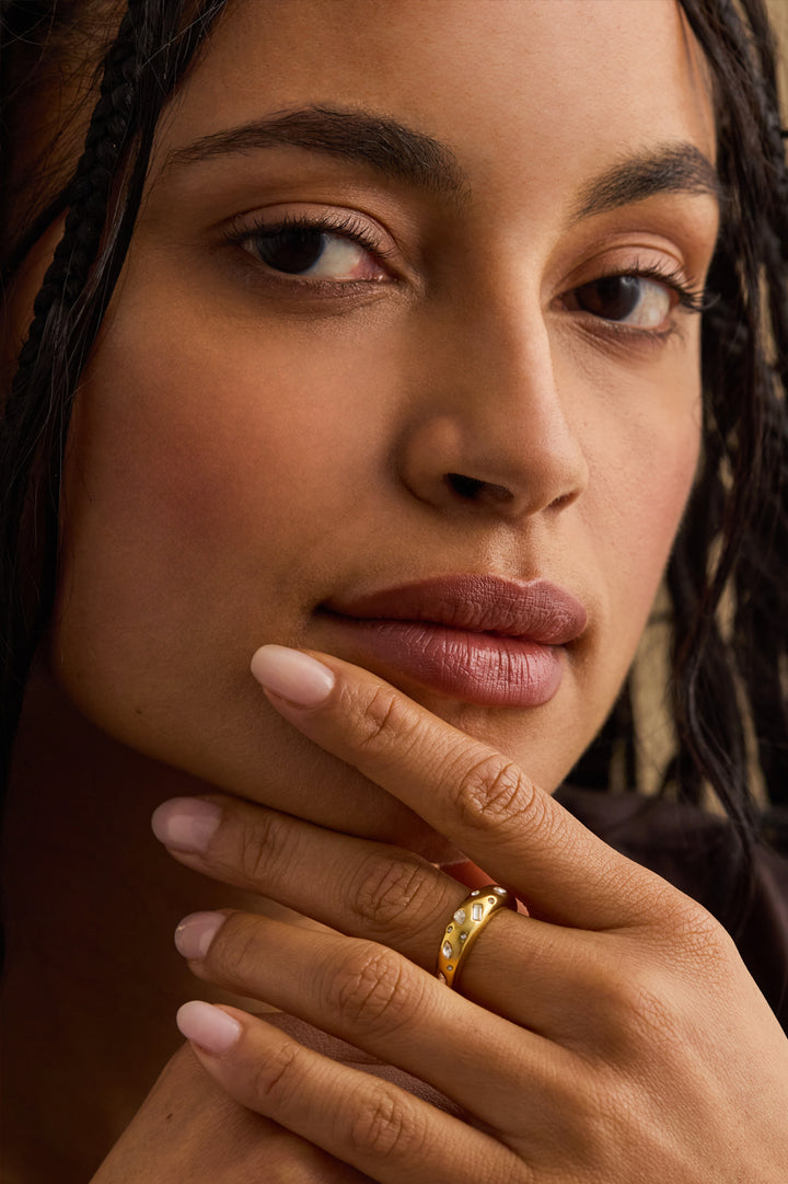 White CZ Domed Ring
