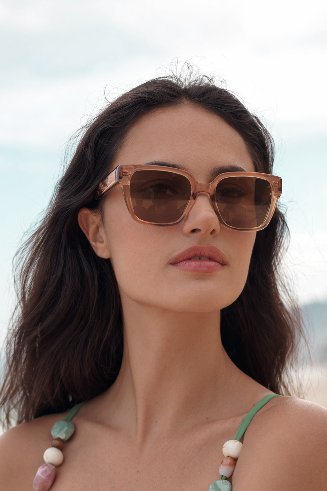 Milan Transparent Champagne Square Women’s Sunglasses