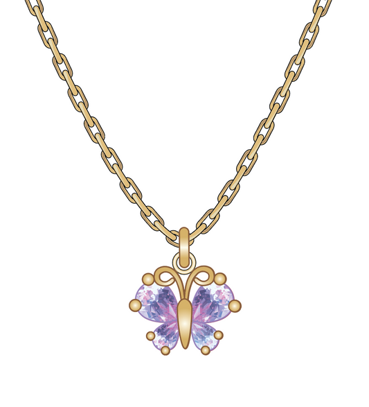 CZ Butterfly Charm Necklace