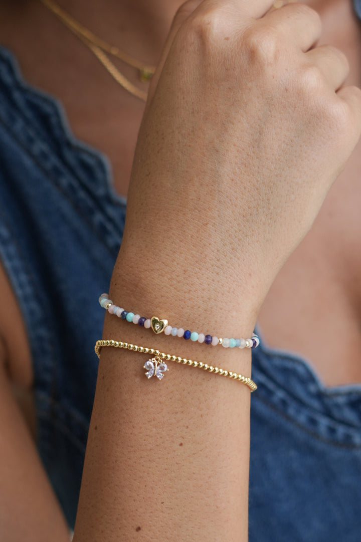 Pastel Gemstone CZ Heart Amelia Bracelet
