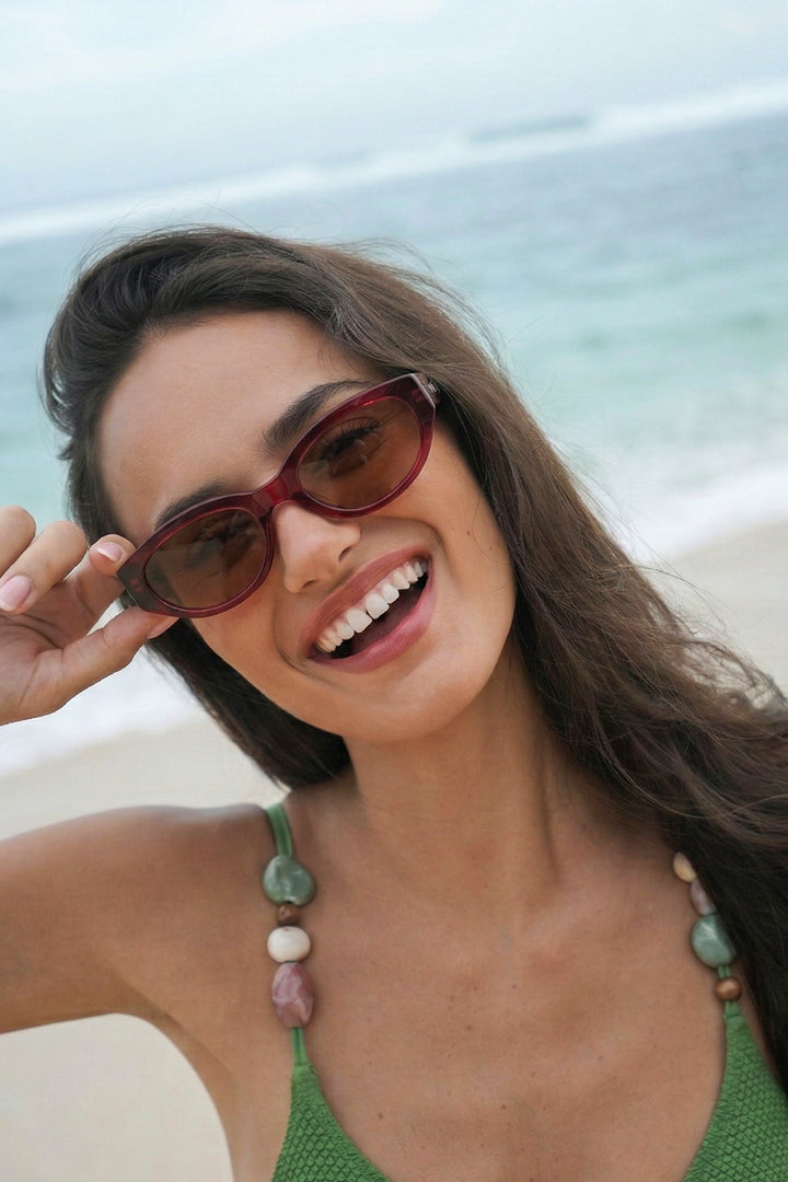 Dark Burgundy Siena Oval Women’s Sunglasses