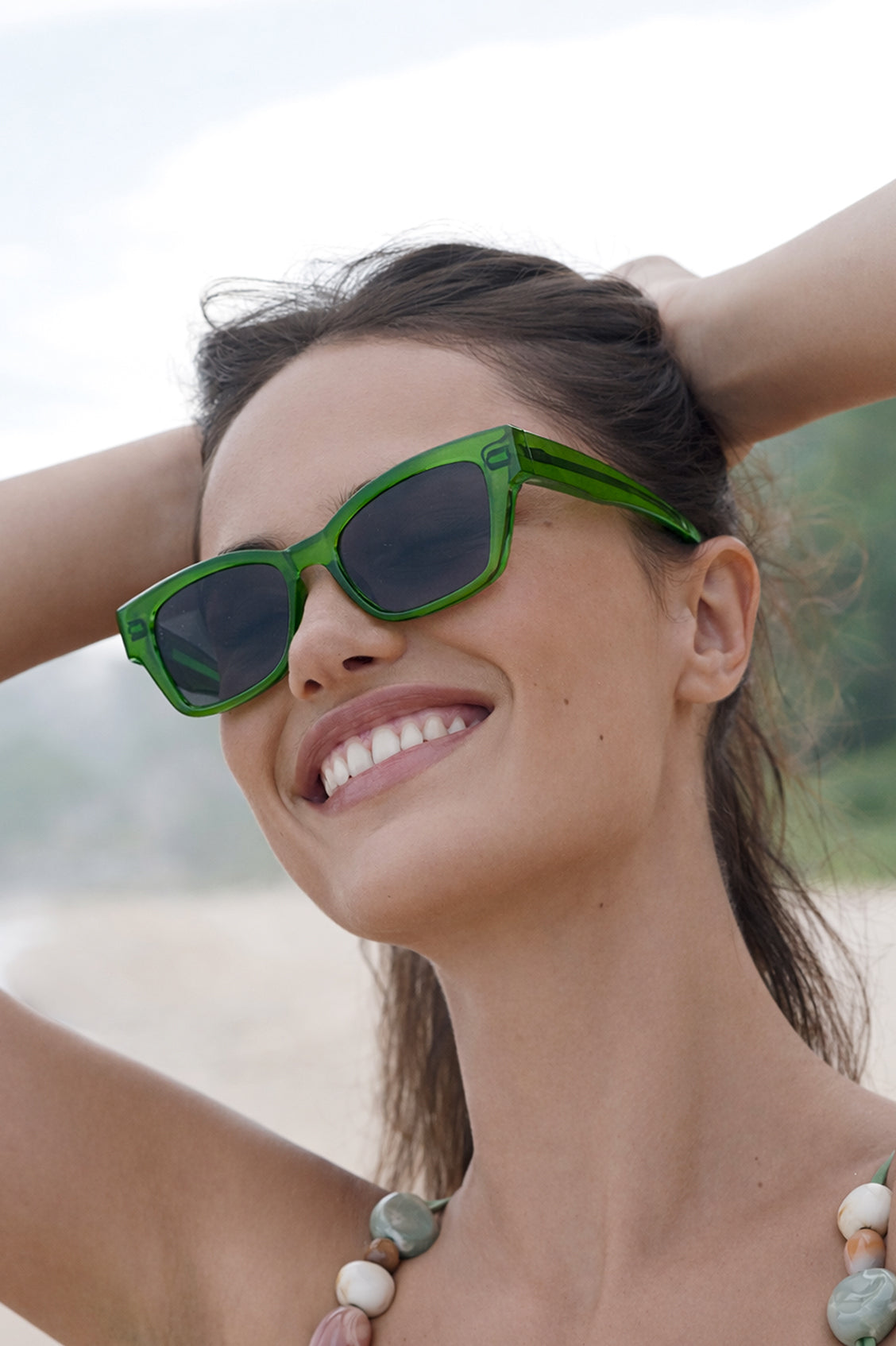 Paris Transparent Green Cat-Eye Women’s Sunglasses