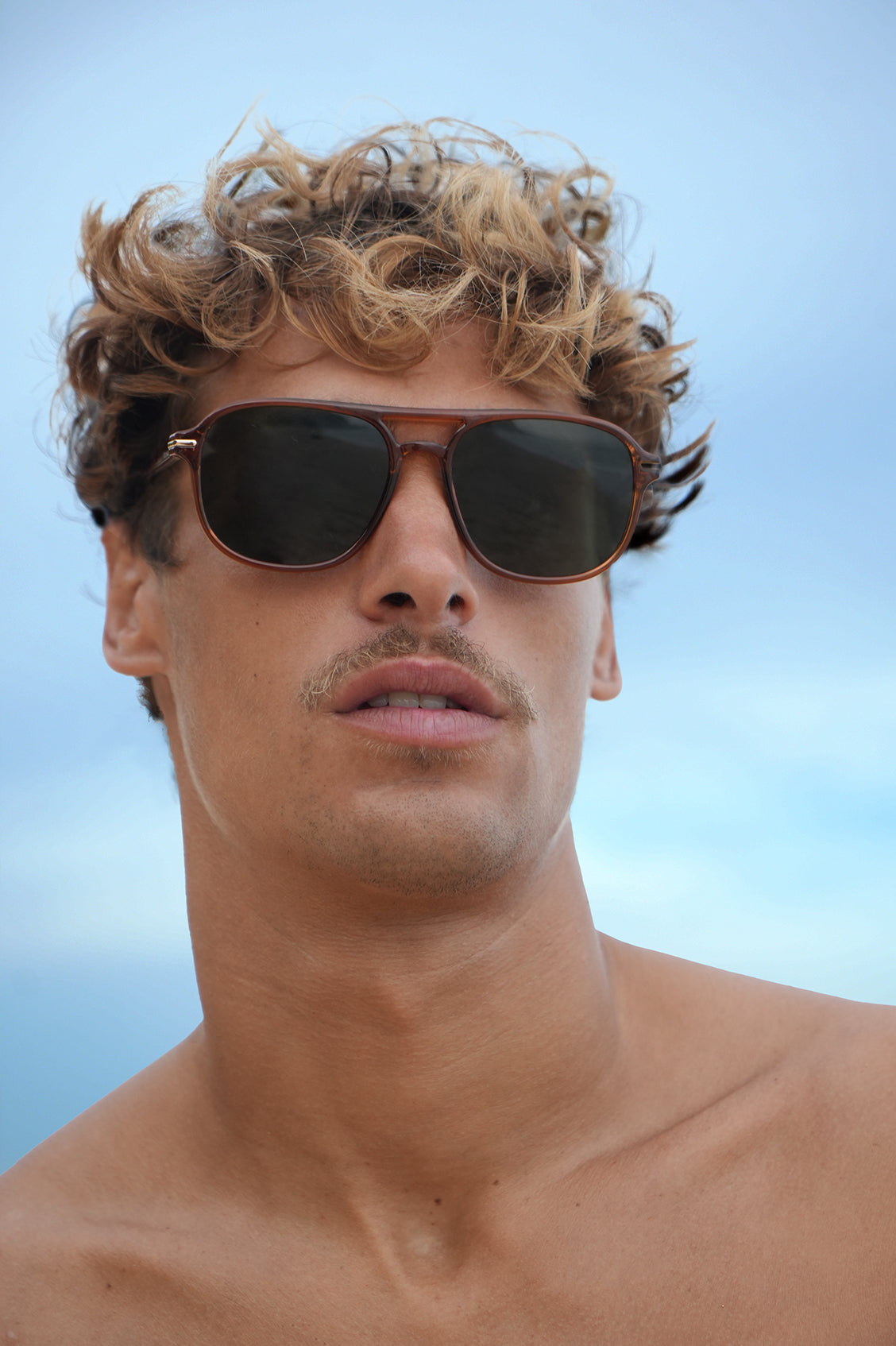 Hong Kong Amber Aviator Unisex Sunglasses
