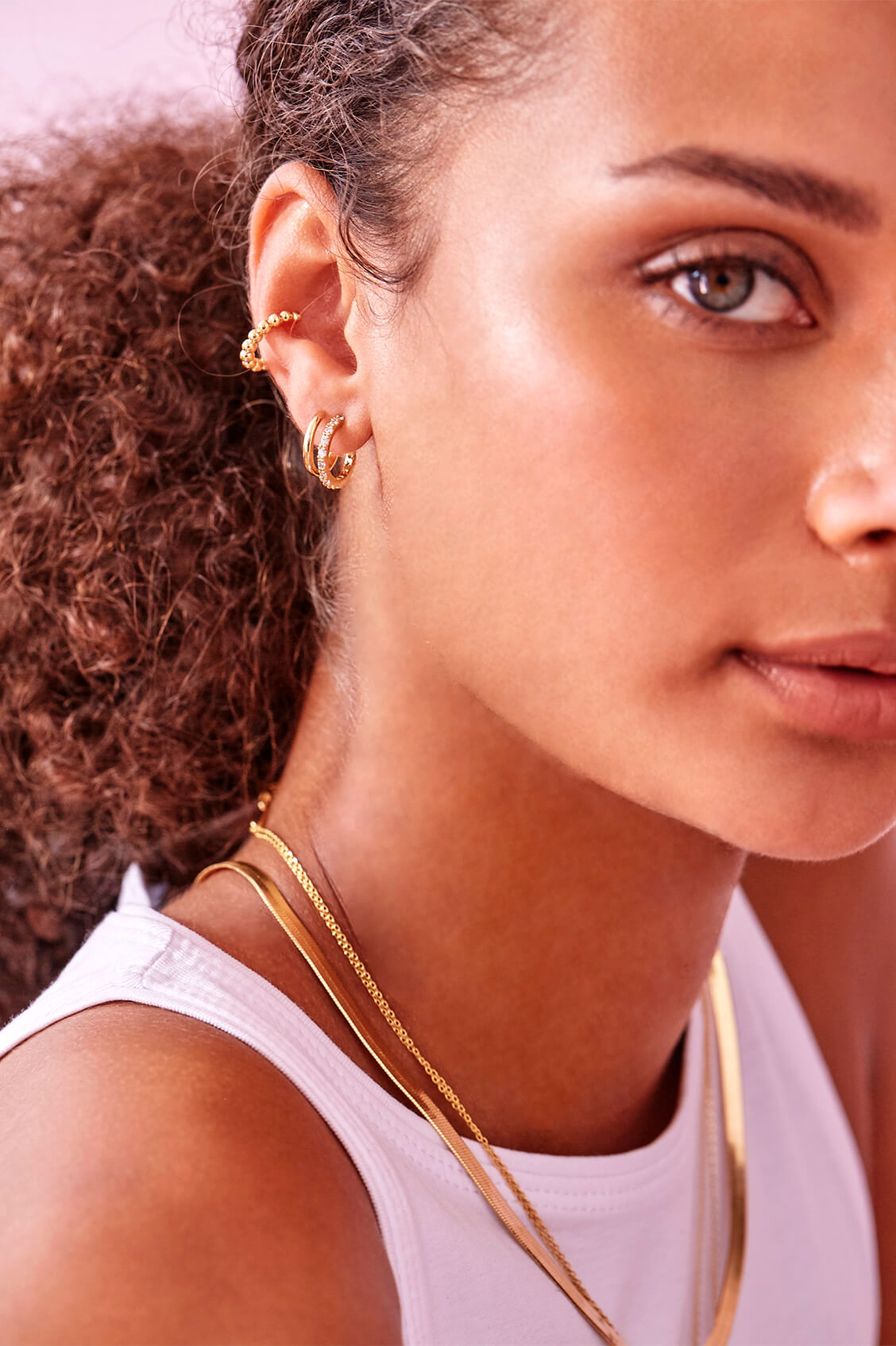 Gold Plated Double Hoop Pave Earrings | Estella Bartlett – Estella