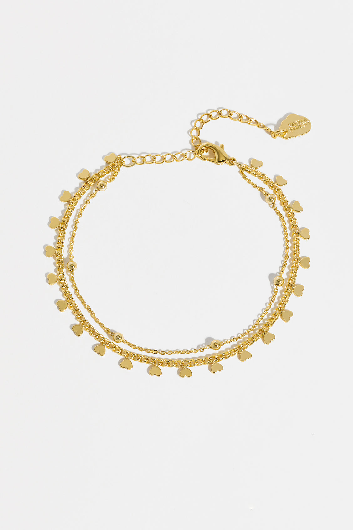 Heart and Bead Chain Double Bracelet