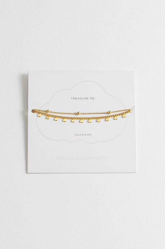 Heart and Bead Chain Double Bracelet