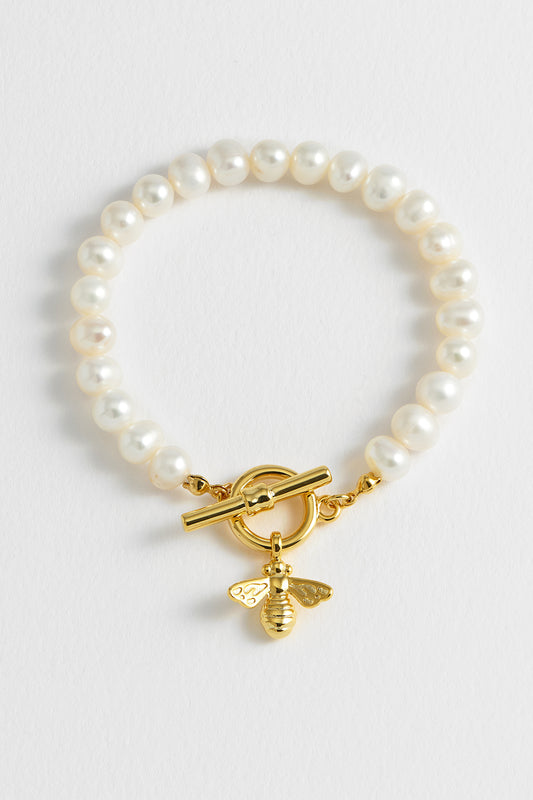 Pearl Bumble Bee T-Bar Bracelet