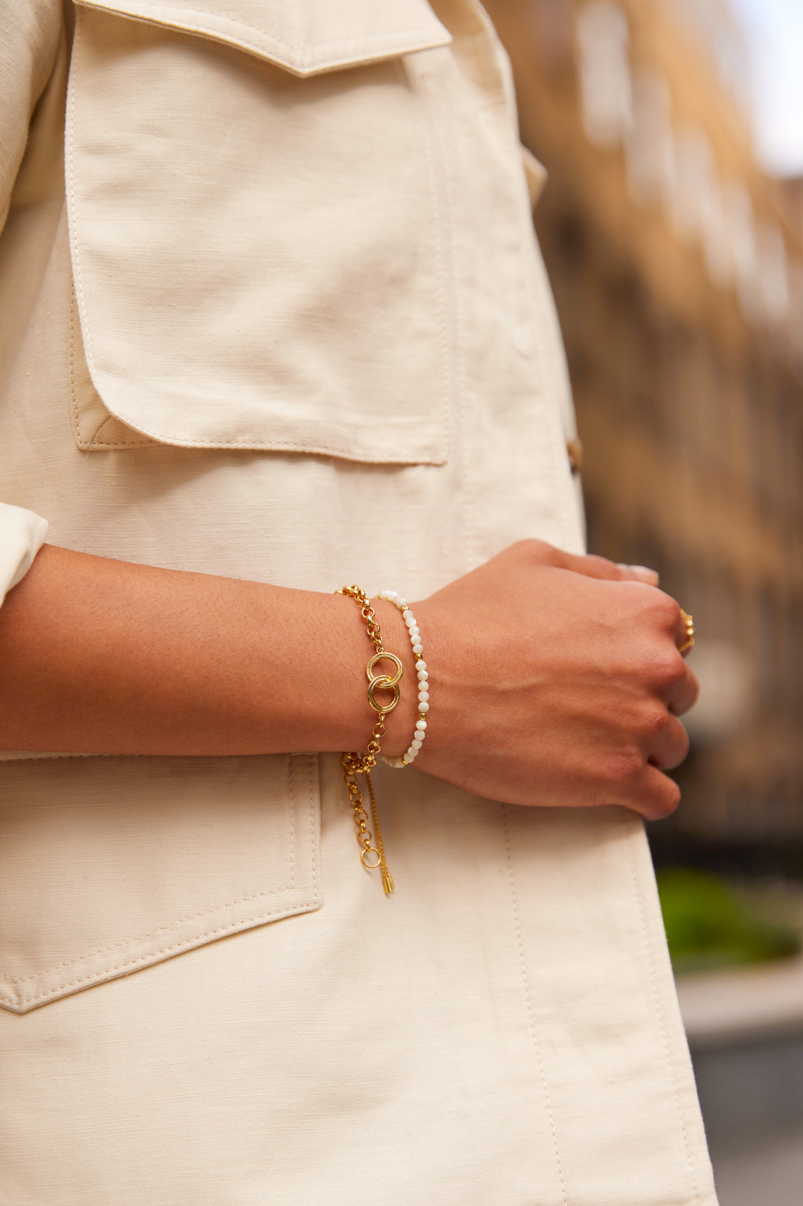 Linked Grooved Circles Bracelet