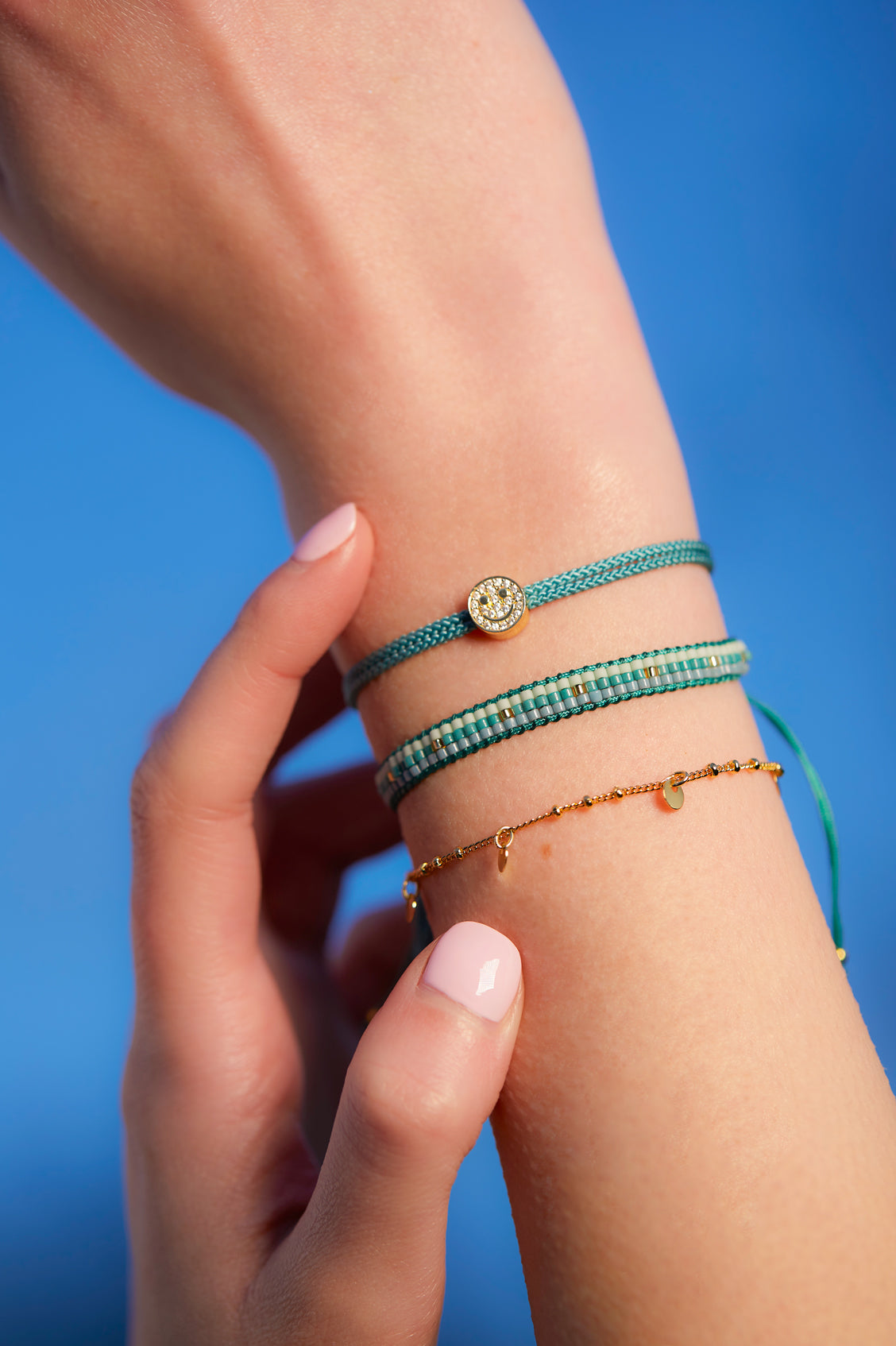 Pave Smile Friendship Bracelet