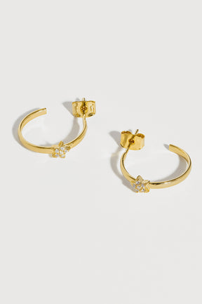 estella bartlett CZ Star Flat Edge Hoops Gold Plated