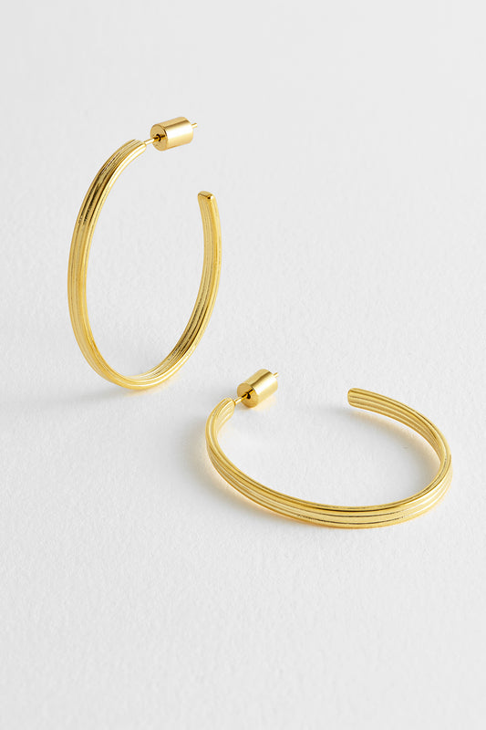 Large Grooved Oval Hoops