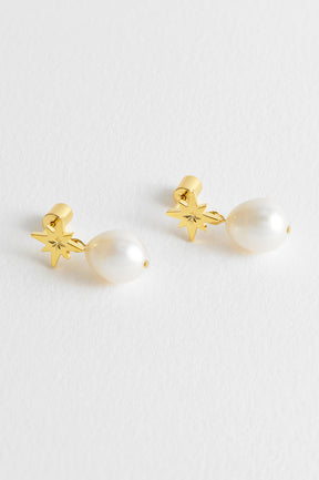 estella bartlett Pearl Northern Star Earrings Gold Plated | Pearl