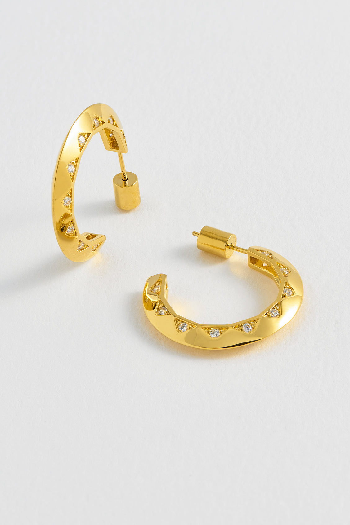 Estella Bartlett Gold Plated CZ Quilting Pattern Inlay Hoop Earrings