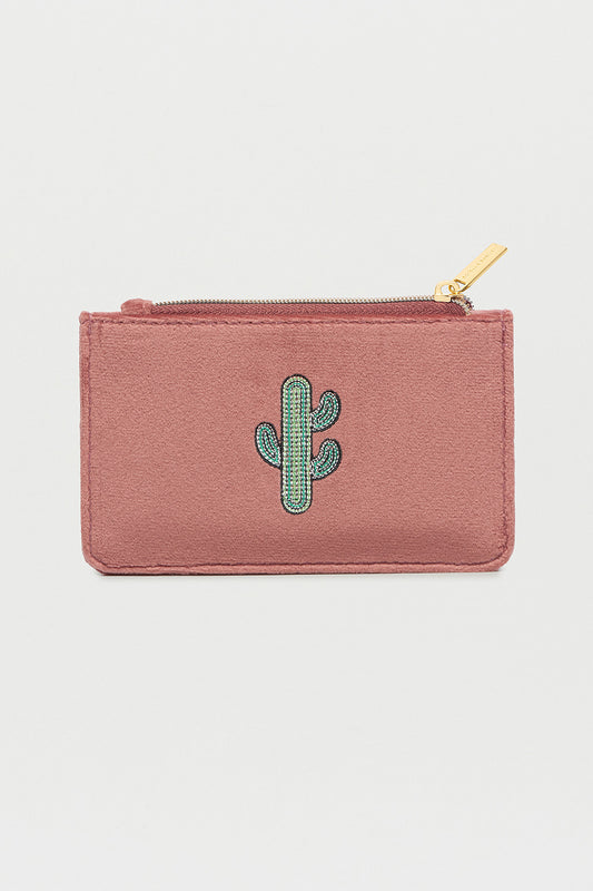 Embroidered Cactus Card Purse