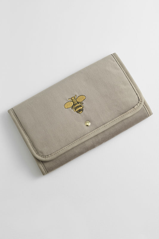 Embroidered Bee Folding Jewellery Pouch