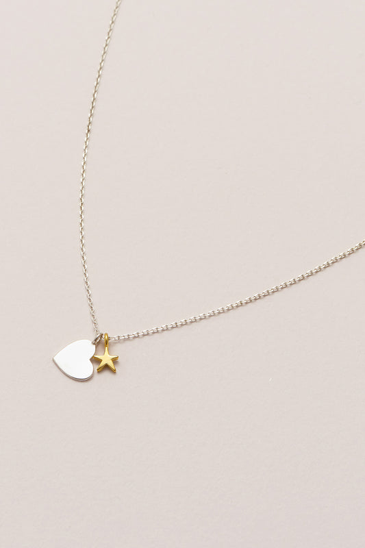 Double Charm Heart and Star Necklace