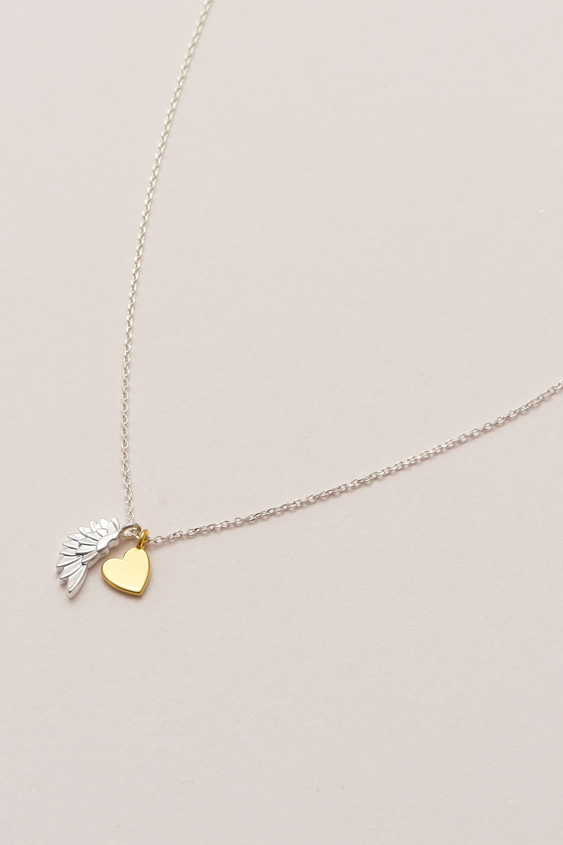 Double Charm Wing and Heart Necklace