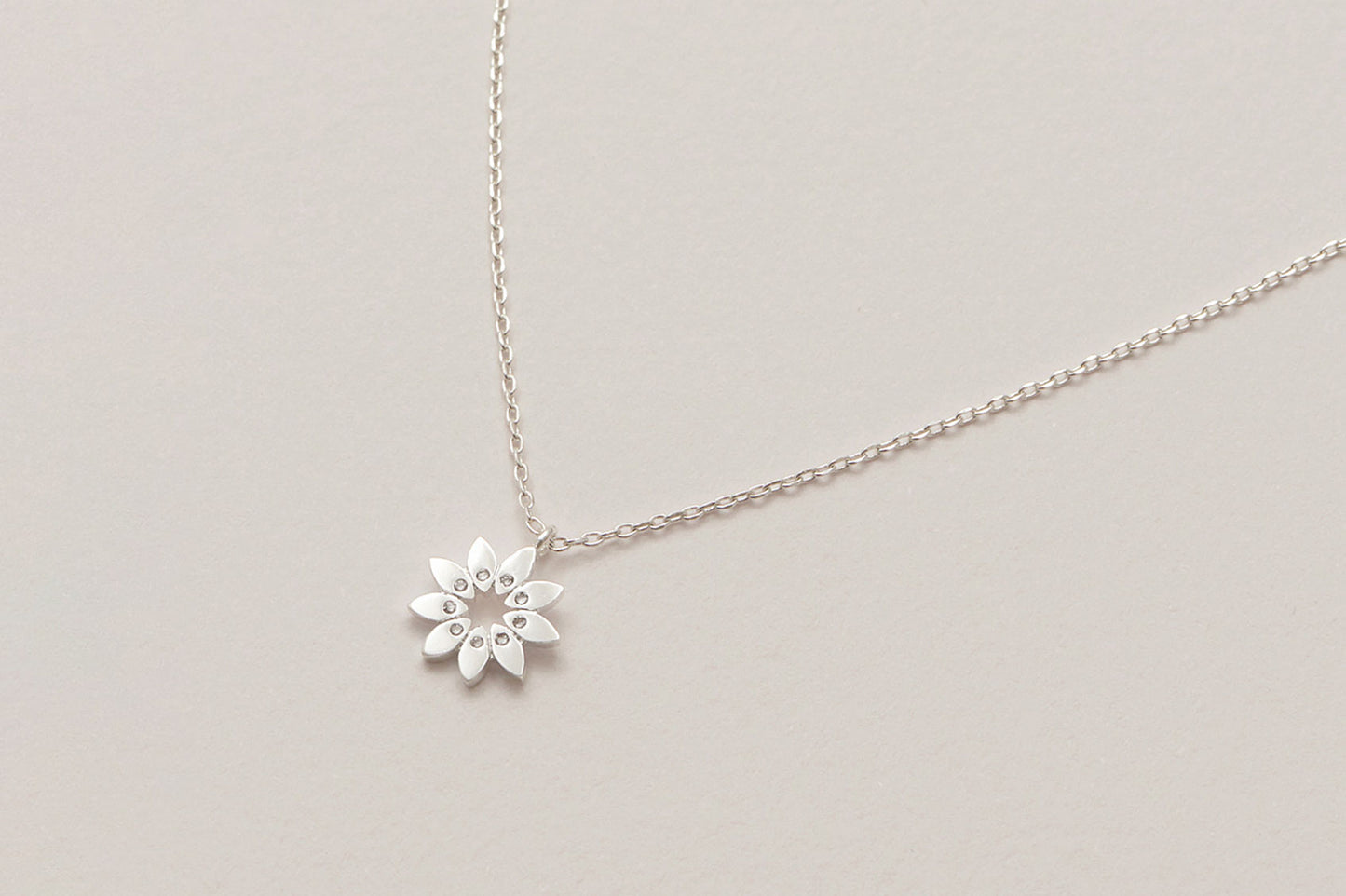 Modern Flower Necklace with CZ