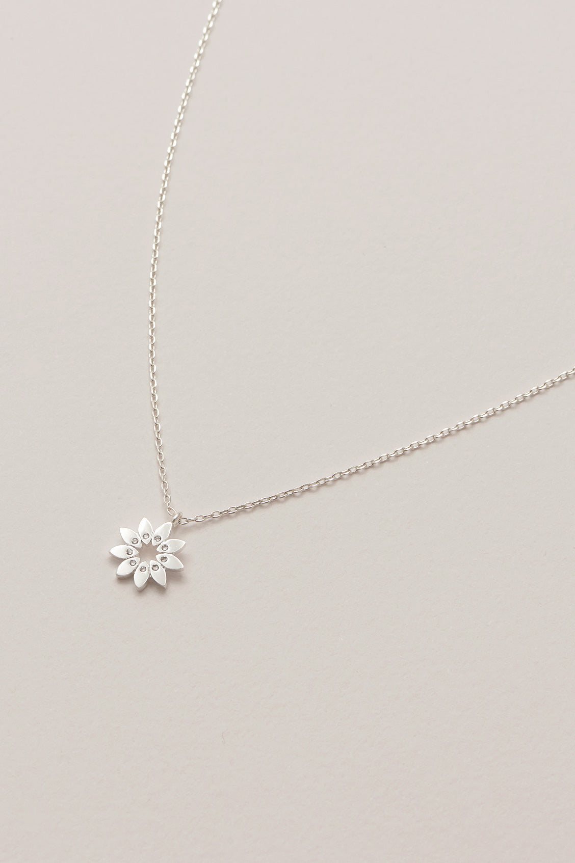 Modern Flower Necklace with CZ