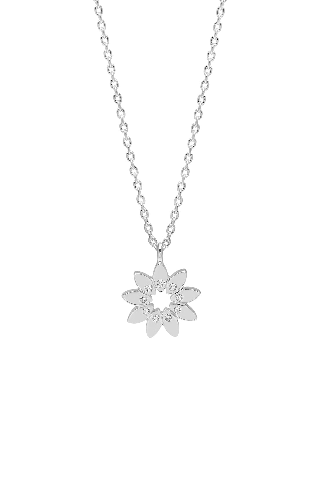 Modern Flower Necklace with CZ