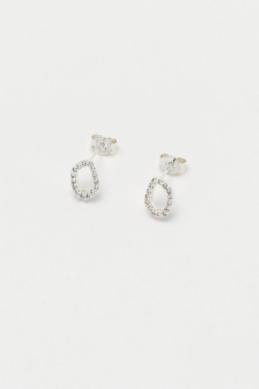 Pave Set Organic Circle Stud Earrings