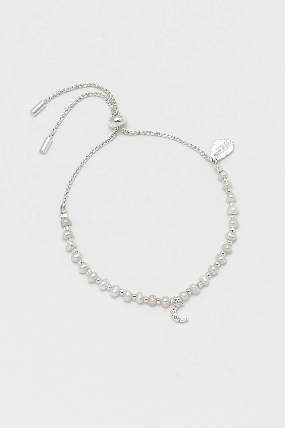 Pave Set CZ Moon and Pearl Amelia Bracelet