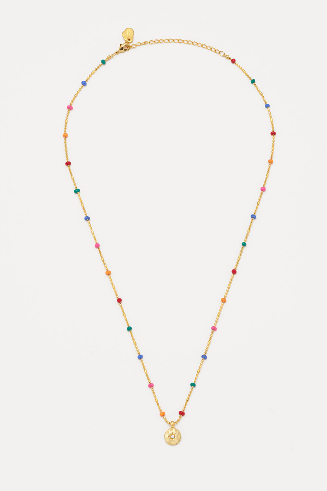CZ Pendant Rainbow Beaded Necklace