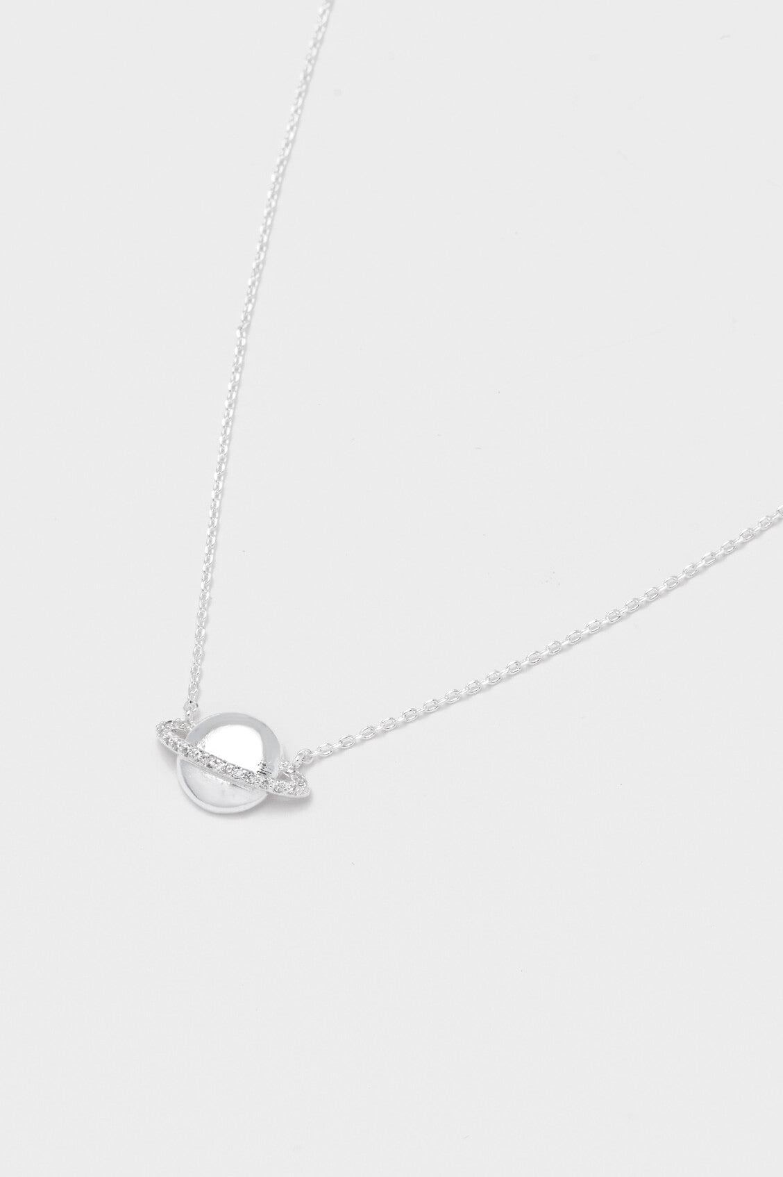 Saturn Planet CZ Pendant Necklace