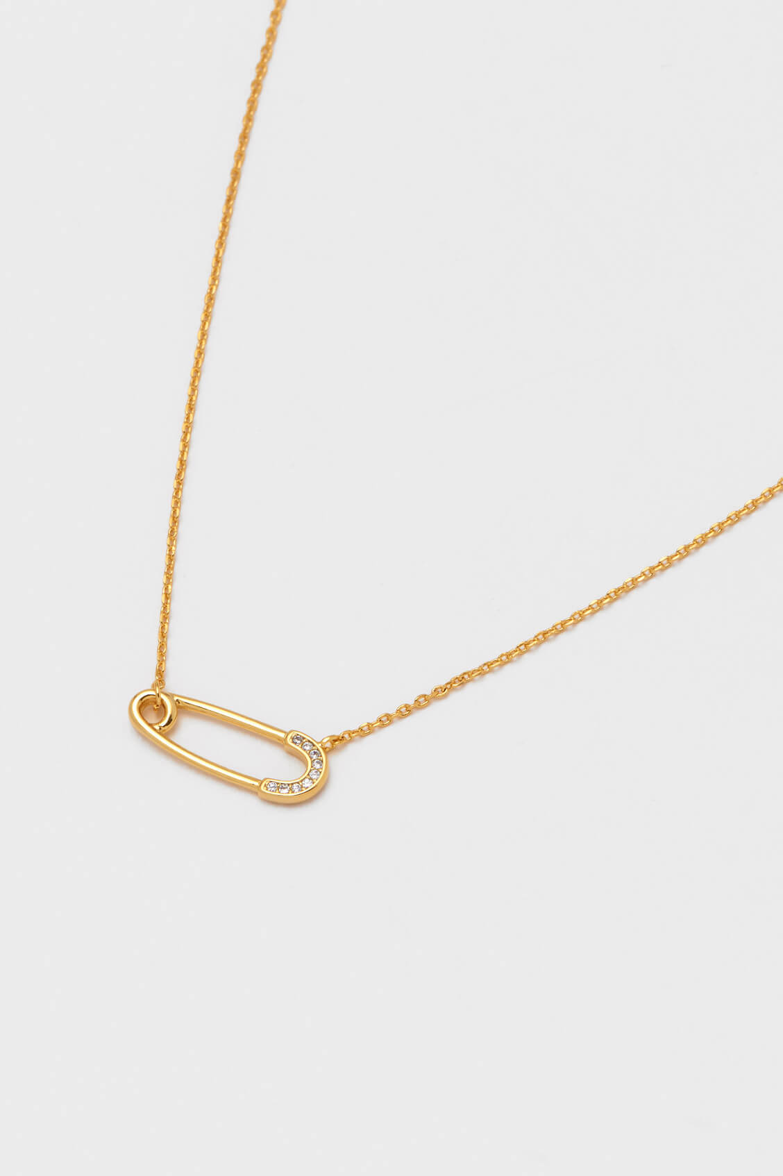 Safety Pin CZ Pendant Necklace